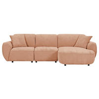 ECKSOFA  Flachgewebe Lachsfarben  - Schwarz/Lachsfarben, Konventionell, Kunststoff/Textil (285/155cm) - Milino