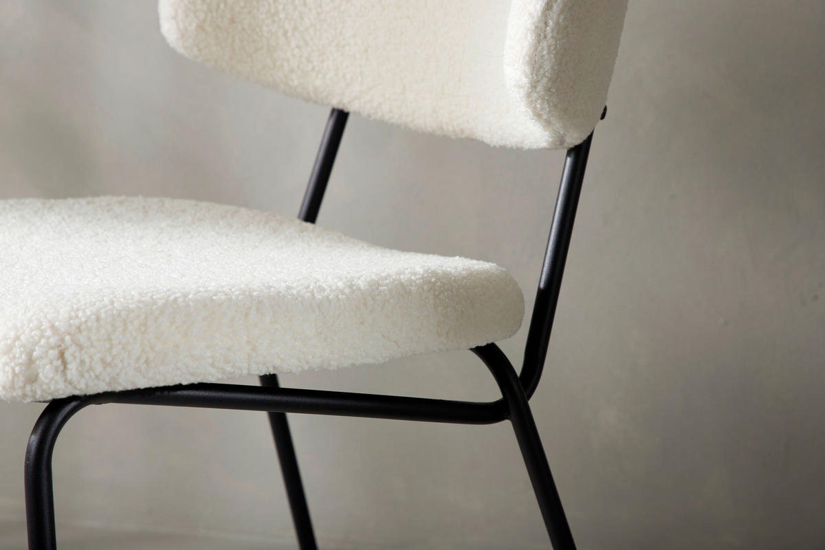 STOLSET 2 styck stål bouclé  - vit/svart, Design, metall/textil (50/79/57cm) - Livetastic