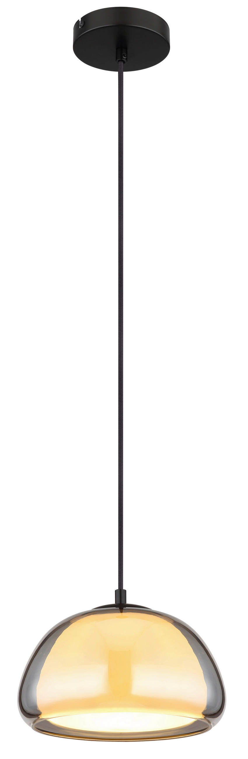 HÄNGELEUCHTE 25/120 cm  - Schwarz/Weiß, KONVENTIONELL, Glas/Textil (25/120cm) - Globo