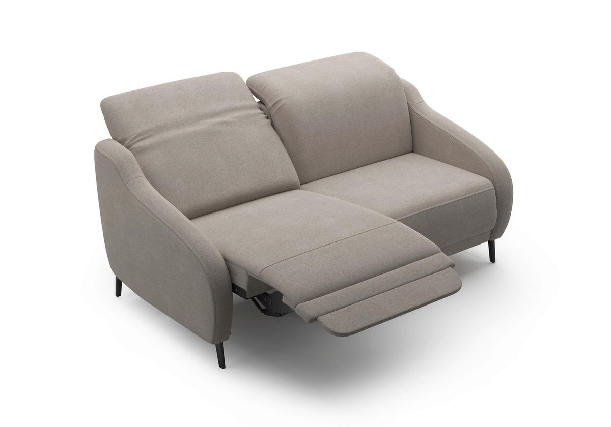 2,5-SITZER Mikrofaser Haselnussfarben  - Schwarz/Haselnussfarben, MODERN, Textil/Metall (172/93/104cm) - Sit & More