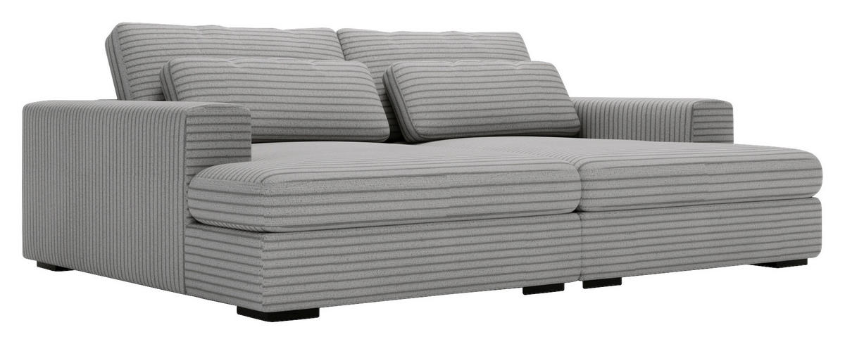 BIGSOFA Cord Grau  - Schwarz/Grau, Design, Textil (218/80/158cm) - home24