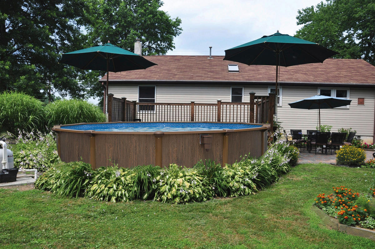 POOL SET 56384 460/132 cm  - Blau/Dunkelbraun, KONVENTIONELL, Kunststoff/Metall (460/132cm) - Bestway