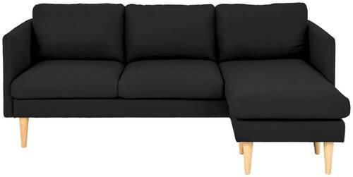 HÖRNSOFFA i läderimitation svart  - svart/ekfärgad, Design, trä/textil (201/132cm) - Livetastic