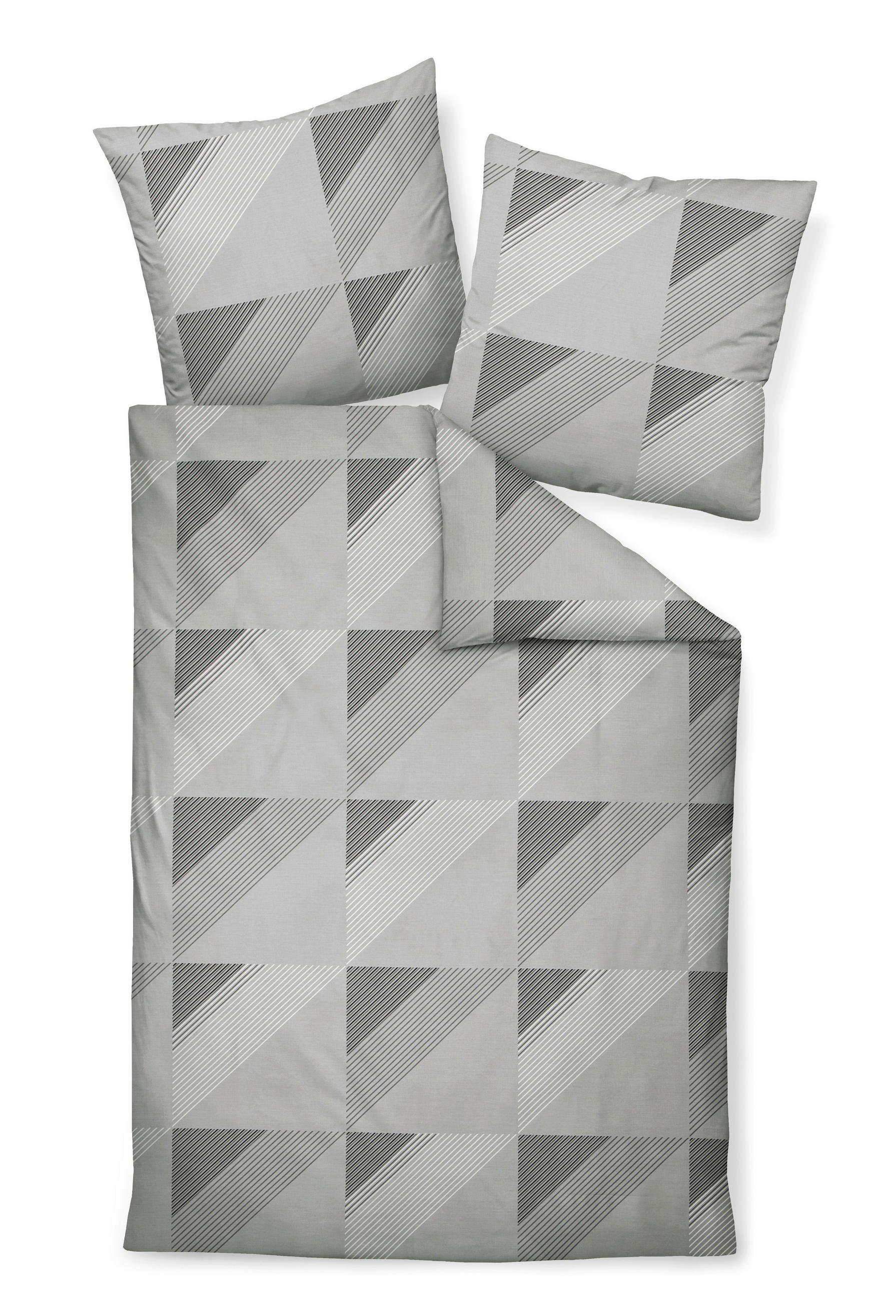 BETTWÄSCHE Makosatin 155/220 cm  - Weiß/Grau, Design, Textil (155/220cm) - Janine