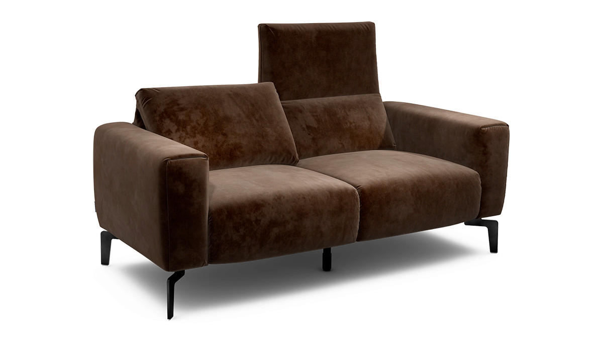 2-SITZER-SOFA Samt Braun  - Schwarz/Braun, Design, Textil/Metall (180/86/86-94cm) - SENSOO