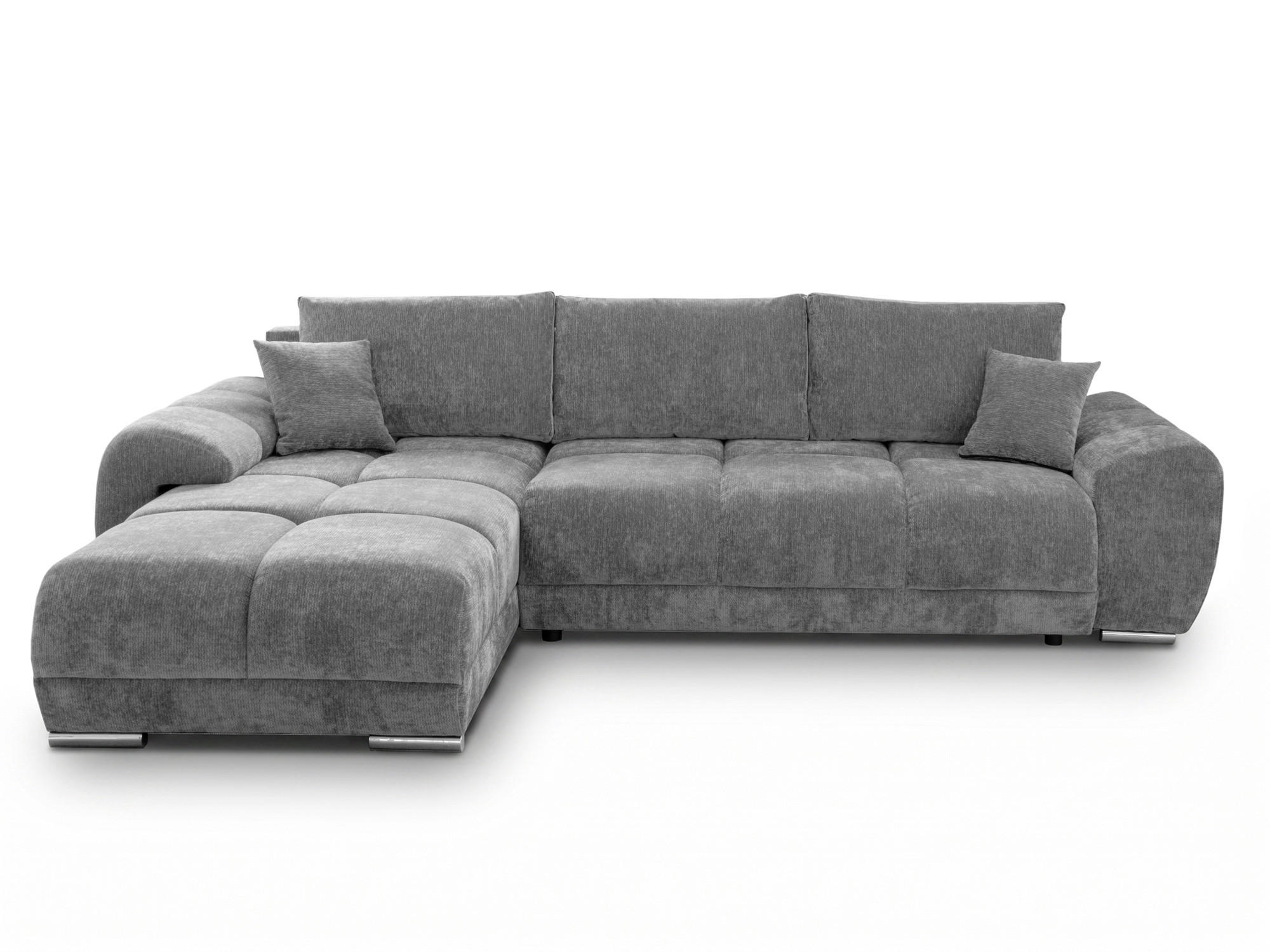 ECKSOFA  in Chenille Grau  - Chromfarben/Schwarz, KONVENTIONELL, Kunststoff/Textil (183/290cm) - Xora