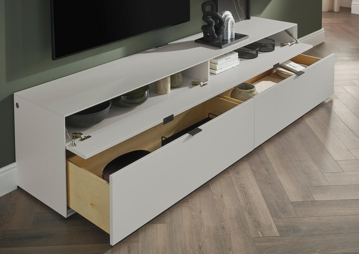 WOHNWAND  in Hellgrau  306/204,9/45,2 cm  - Hellgrau, Design, Glas/Keramik (306/204,9/45,2cm) - Dieter Knoll