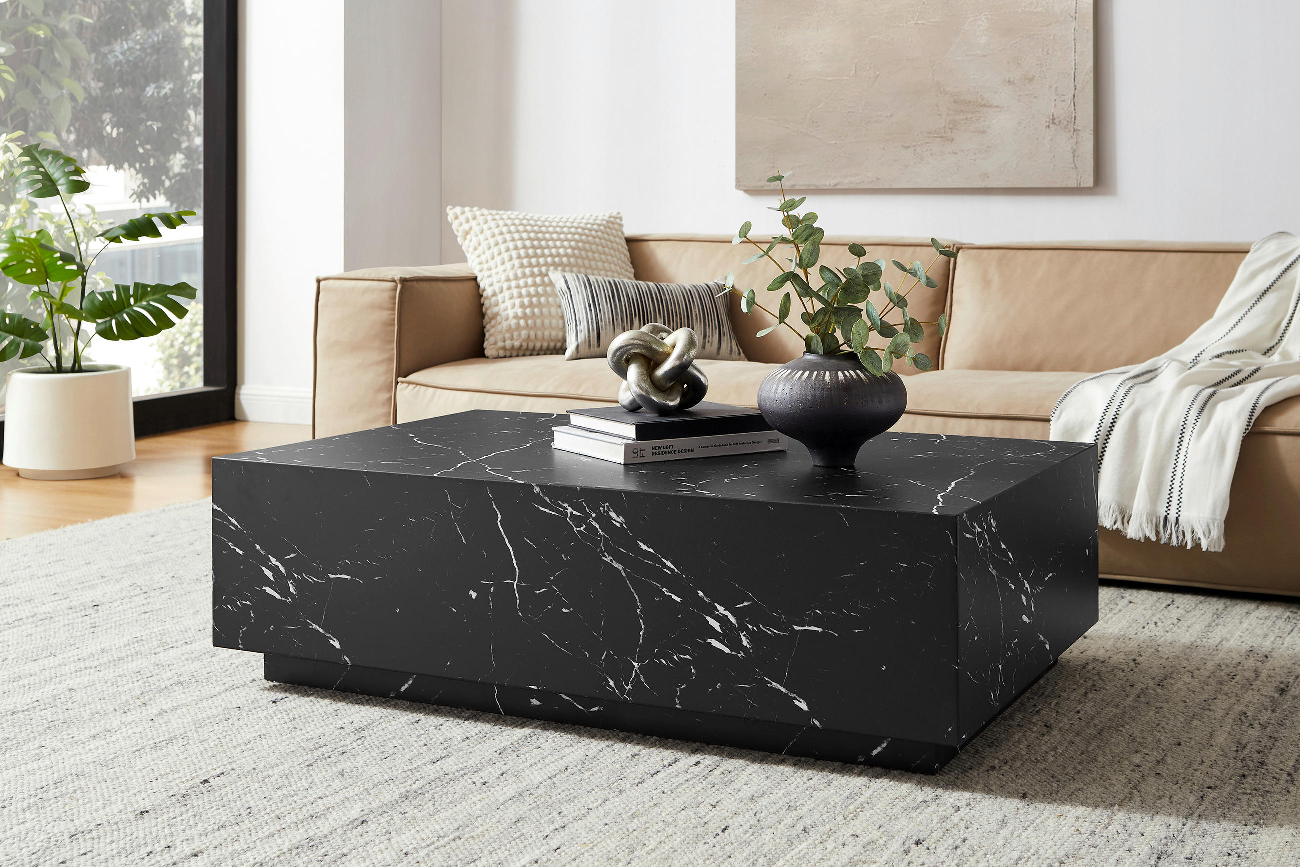 COUCHTISCH 120/75/35 cm rechteckig Schwarz  - Schwarz, Design, Holzwerkstoff (120/75/35cm) - Livetastic