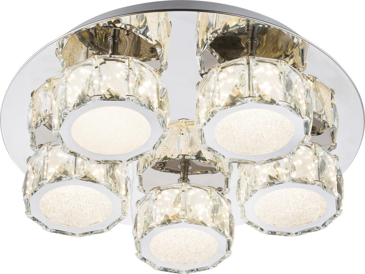 LED-DECKENLEUCHTE 40 cm  - Chromfarben, ROMANTIK / LANDHAUS, Glas/Metall (40cm) - Globo