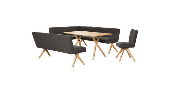 ECKBANK 172/238 cm Webstoff Dunkelgrau Eiche vollmassiv   - Eichefarben/Dunkelgrau, KONVENTIONELL, Holz/Textil (172/238cm) - Linea Natura