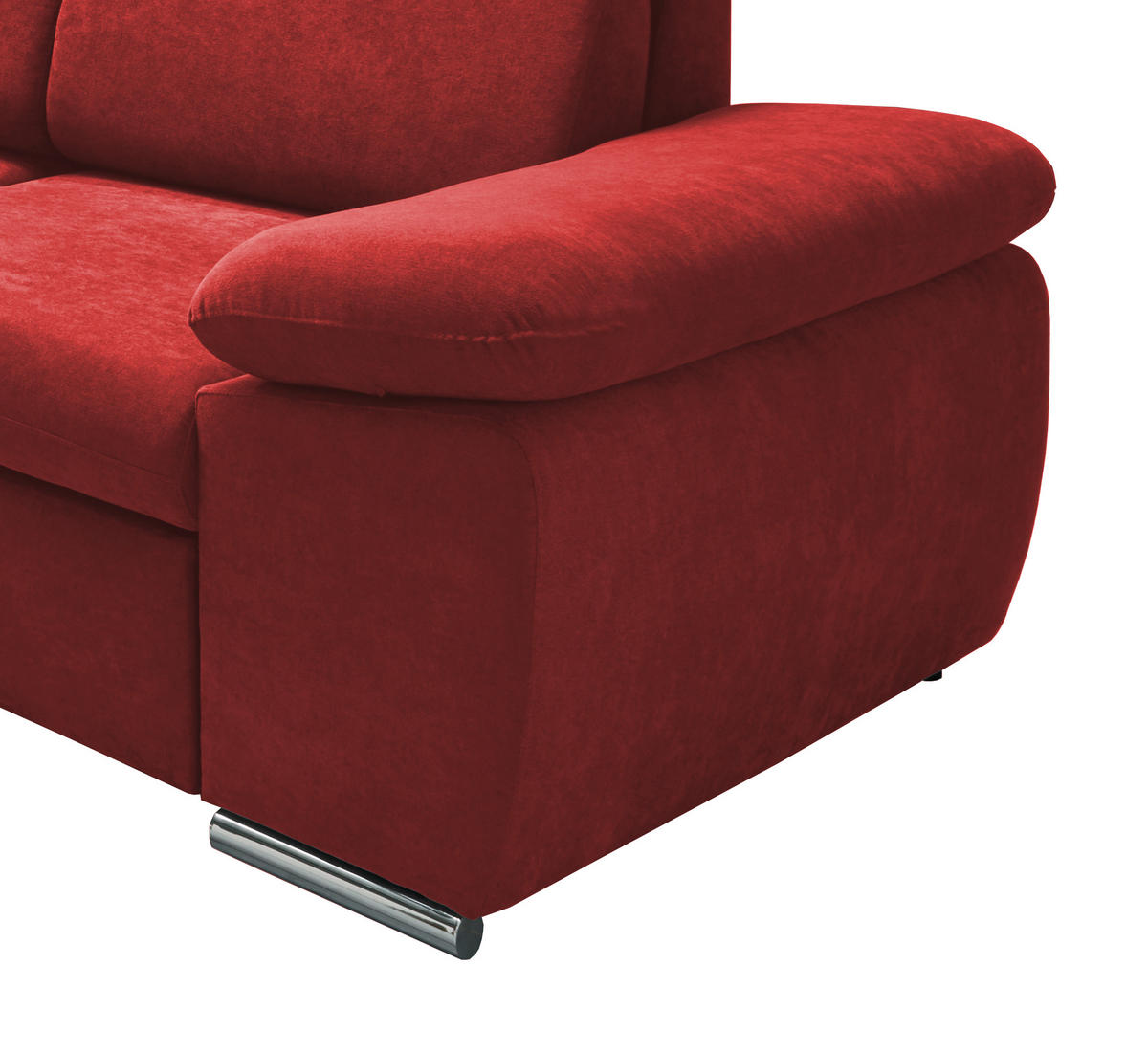 ECKSOFA Rot Mikrofaser  - Chromfarben/Rot, Design, Textil/Metall (228/283cm) - Livetastic