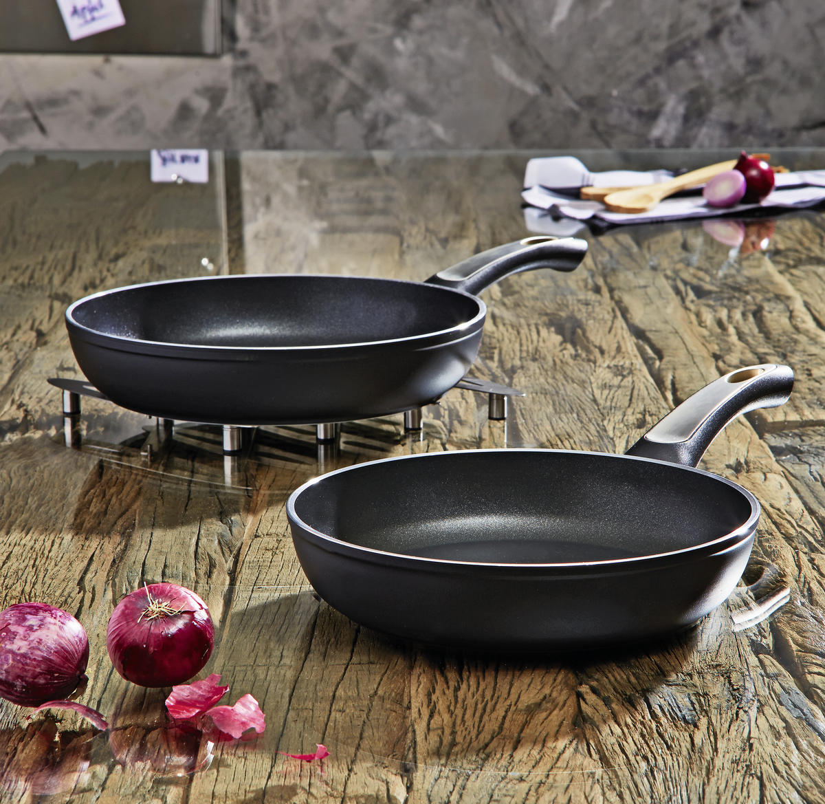 PFANNENSET Versilia Aluminium 2-teilig  - Schwarz, Basics, Metall - Ballarini