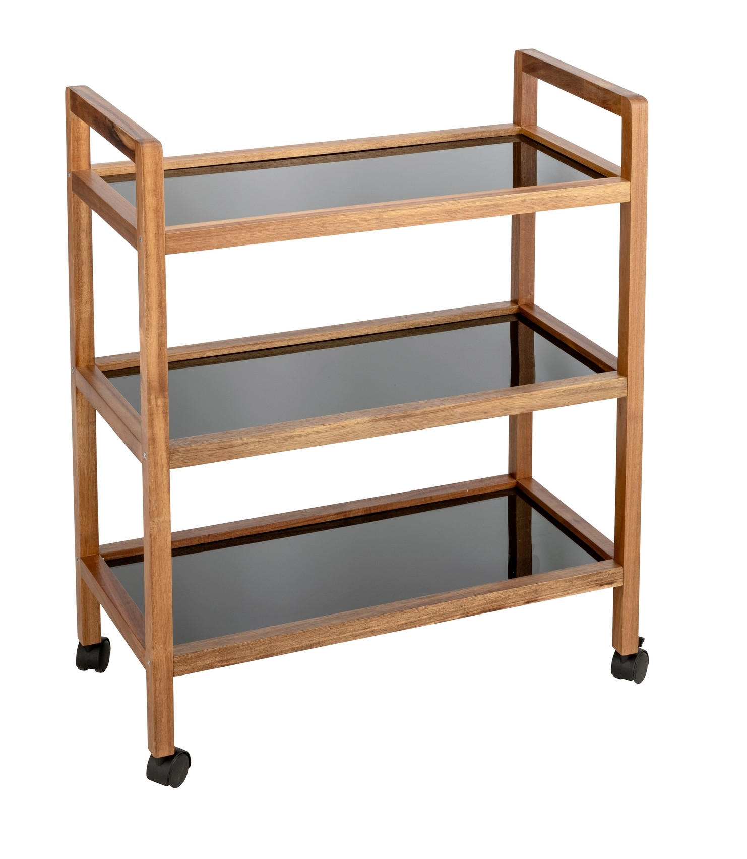 BADEZIMMERREGAL - Schwarz/Braun, Basics, Glas/Holz (65/76,5/31cm) - Wenko