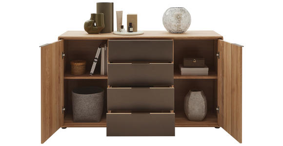 SIDEBOARD  in 154,6/88,2/44,2 cm  - Wildeiche/Schwarz, Natur, Glas/Holz (154,6/88,2/44,2cm) - Valnatura