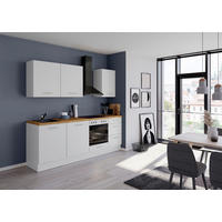 KÜCHENBLOCK 230 cm   in Weiß  - Edelstahlfarben/Eichefarben, Design, Holzwerkstoff/Metall (230cm) - Impuls