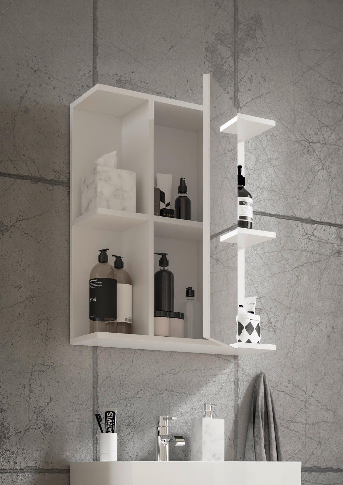 SPIEGELSCHRANK 60/71/20 cm  - Weiß, MODERN, Glas/Holzwerkstoff (60/71/20cm) - MID.YOU