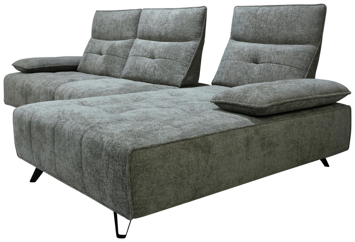 ECKSOFA Grau Chenille  - Schwarz/Grau, Design, Kunststoff/Textil (314/162cm) - Livetastic