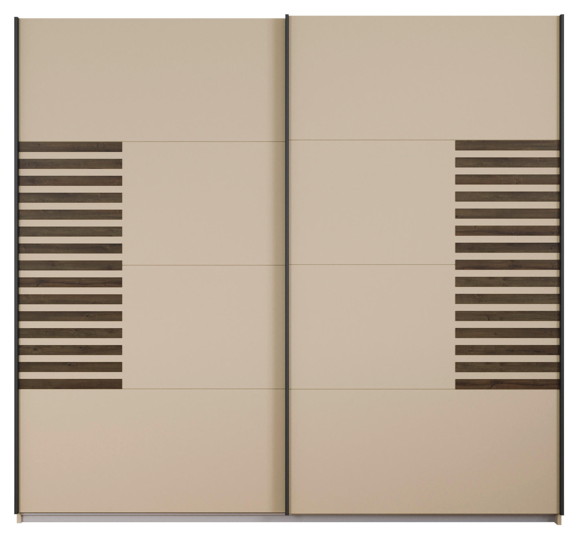 SCHWEBETÜRENSCHRANK in Champagner, Eiche dunkel - Eiche dunkel/Champagner, Modern, Holzwerkstoff/Metall (226/210/62cm) - Rauch Möbel