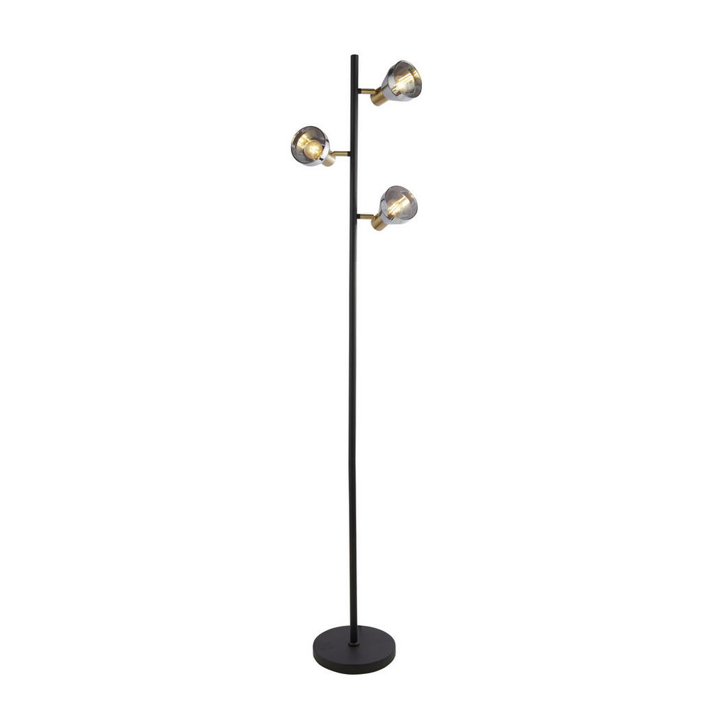 Thumbnail - Searchlight Stehleuchte Westminster, Schwarz, Metall, Glas, 32.5x153x22 cm, Fußschalter, Lampen & Leuchten, Innenbeleuch...