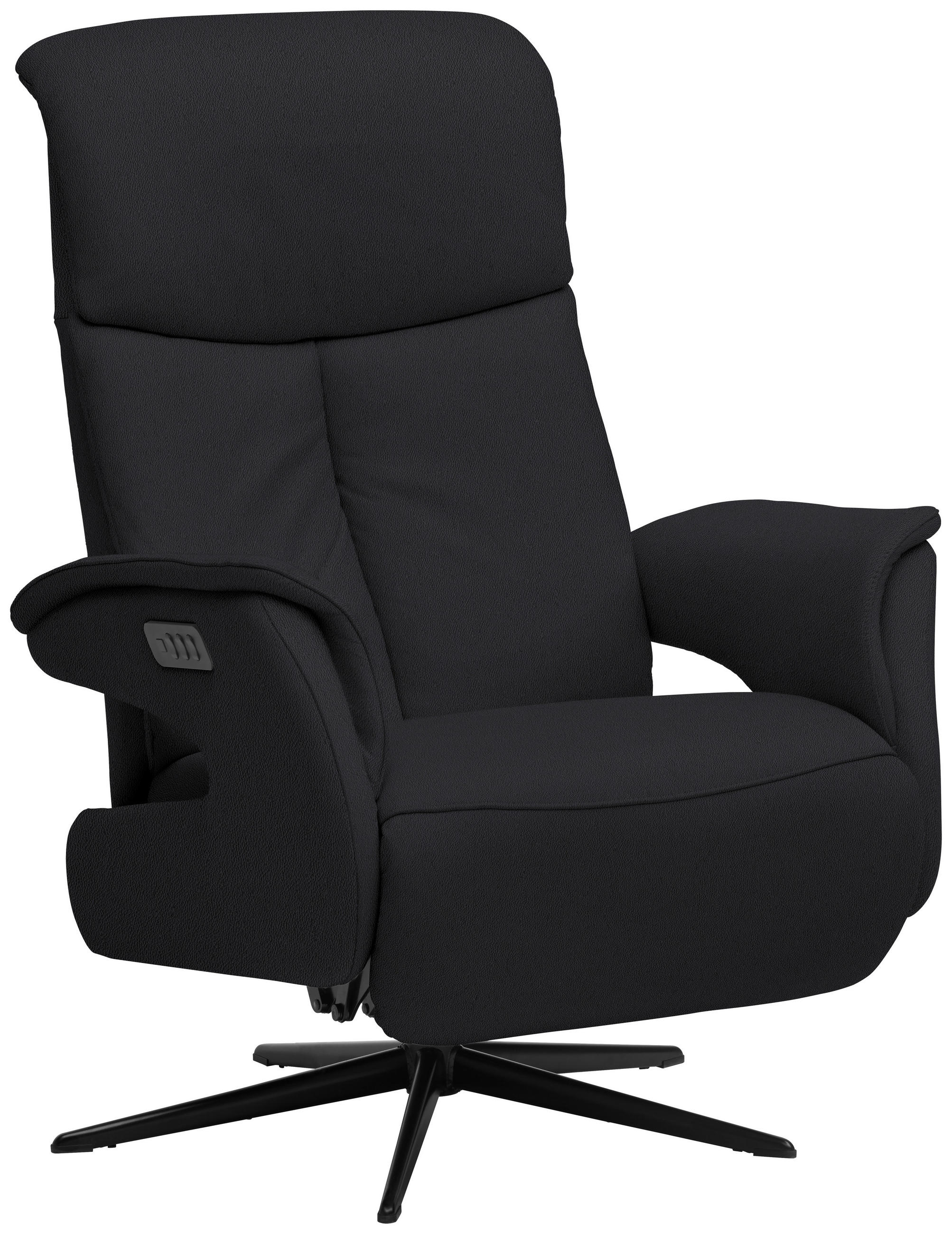RELAXSESSEL in Leder Anthrazit  - Anthrazit/Schwarz, Design, Leder/Metall (78/106/88cm) - Welnova