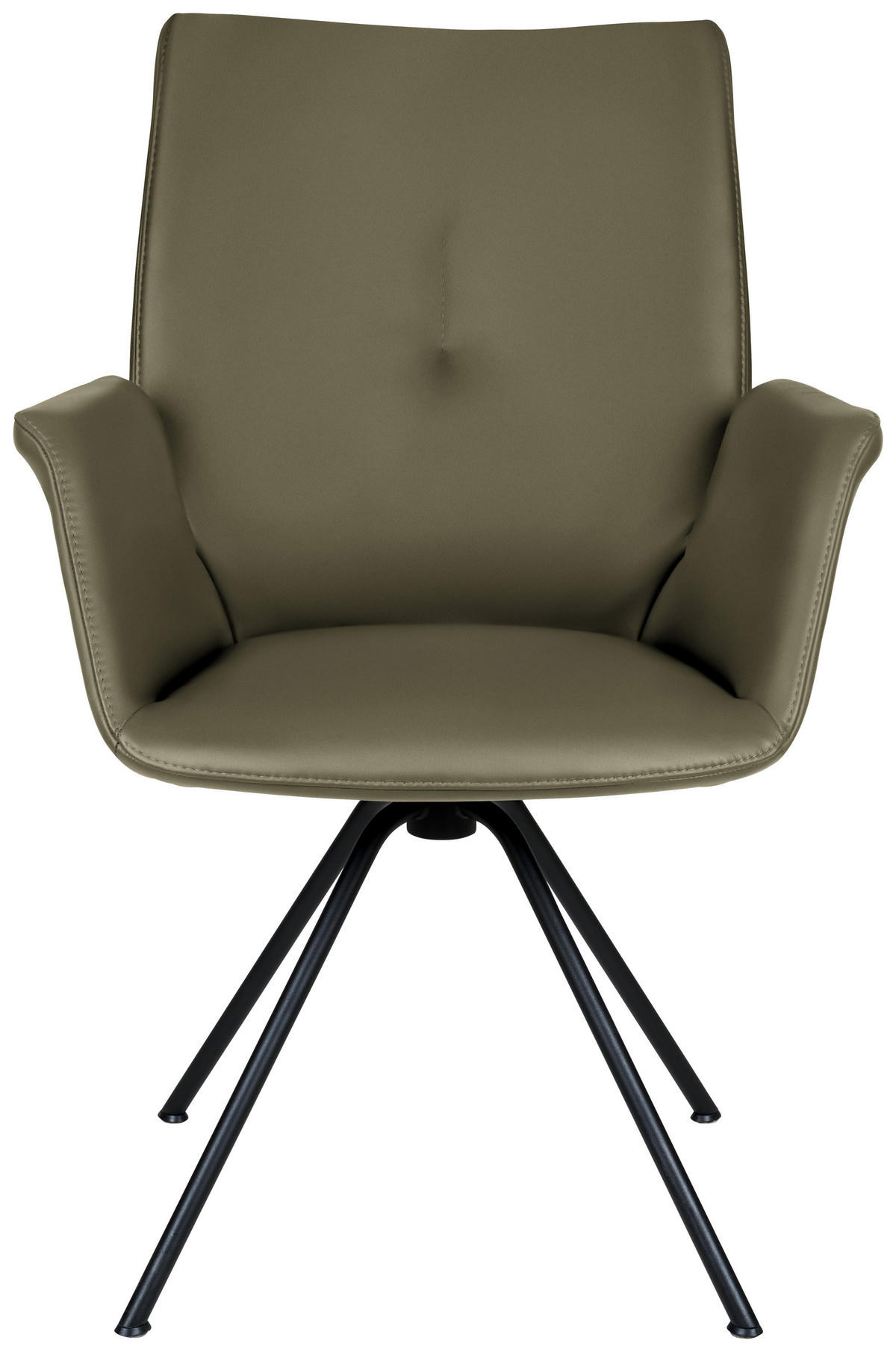 ARMLEHNSTUHL  in Stahl Echtleder pigmentiert  - Schwarz/Olivgrün, Design, Leder/Metall (65/91/63cm) - Dieter Knoll