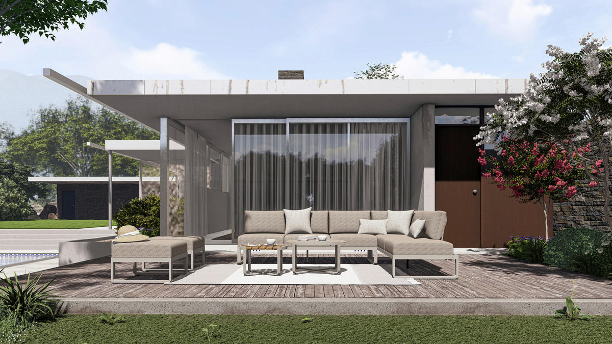 LOUNGESOFA 207/82/70 cm Aluminium  - Sandfarben/Mokka, Design, Textil/Metall (207/82/70cm) - Zebra 