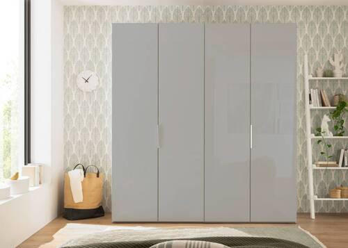 OMARA S KLASIČNIMI VRATI, siva  - siva/barve aluminija, Moderno, kovina/leseni material (200/216/58cm) - Novel