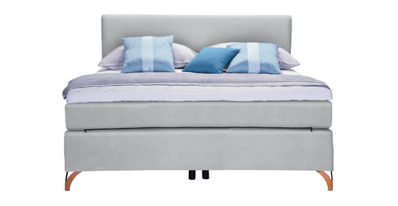 BOXSPRINGBETT 120/200 cm in Hellgrau - Hellgrau/Kupferfarben, KONVENTIONELL, Textil/Metall (120/200cm) - Esposa