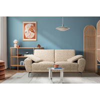 2-SITZER-SOFA Webstoff Beige  - Beige/Schwarz, Design, Textil/Metall (157/85/92cm) - Livetastic