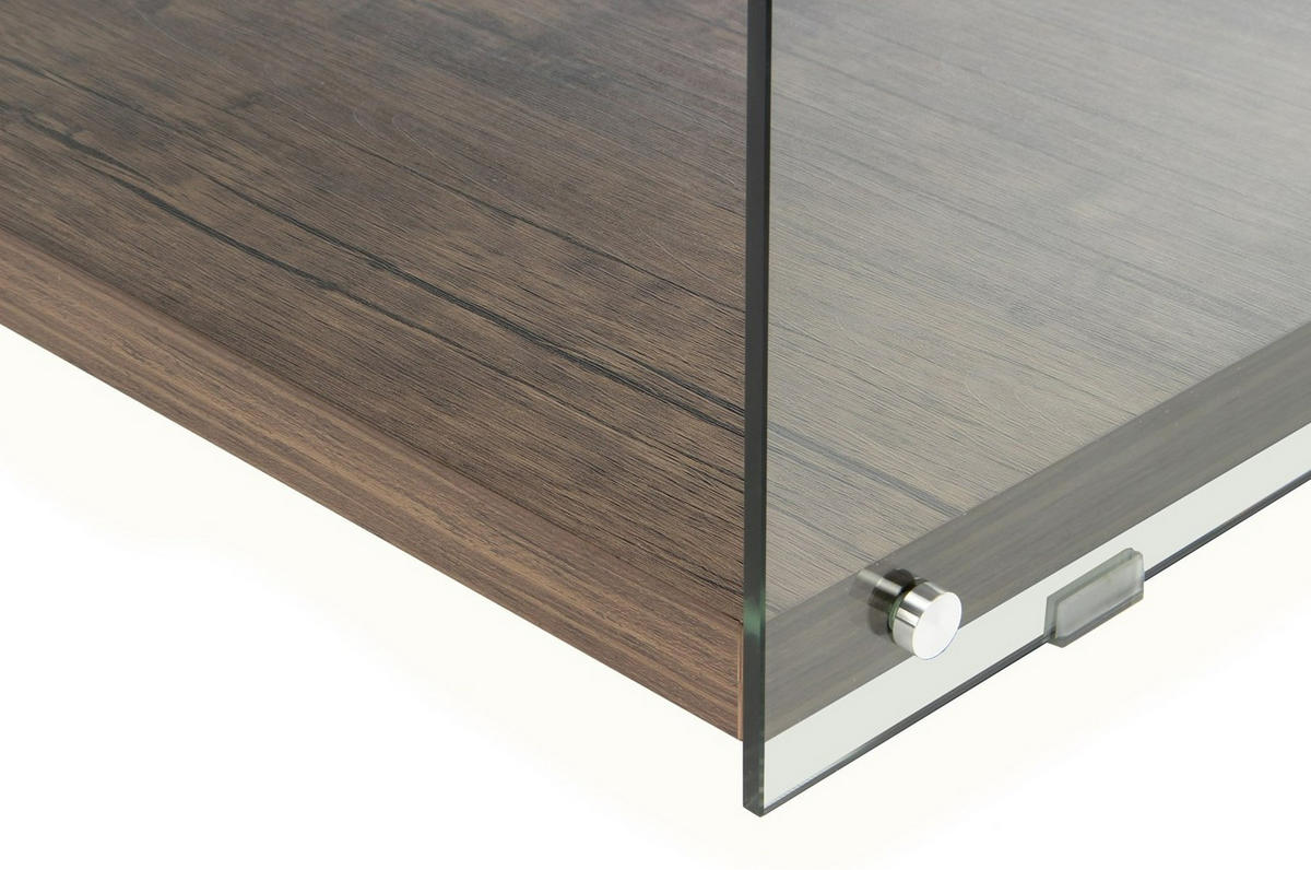 BEISTELLTISCH in Holz, Glas 120/45/60 cm  - Hellbraun, Design, Glas/Holz (120/45/60cm) - Kayoom