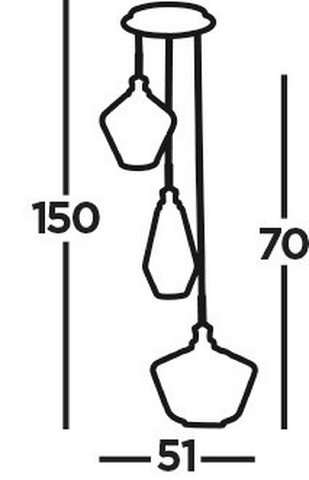 HÄNGLAMPA Mia 51/150 cm  - champagne/mässingsfärgad, Design, metall/glas (51/150cm)