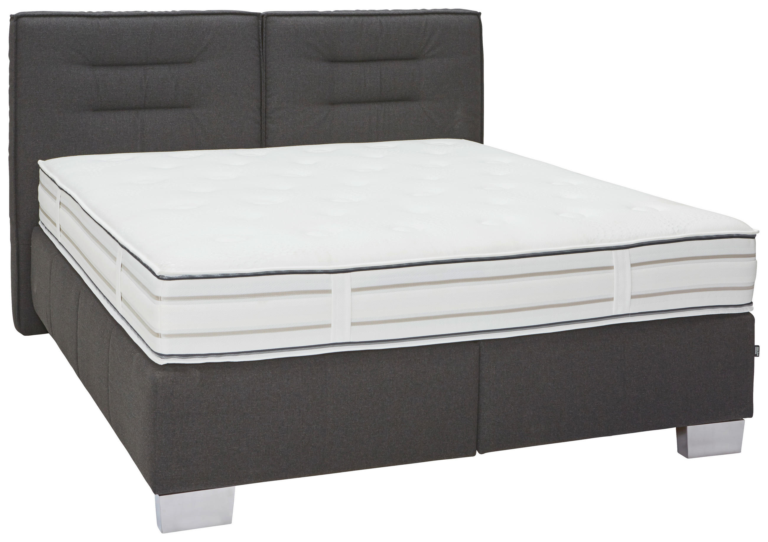 BOXSPRINGBETT 180/200 cm  in Schwarz  - Chromfarben/Schwarz, KONVENTIONELL, Textil (180/200cm) - Dieter Knoll