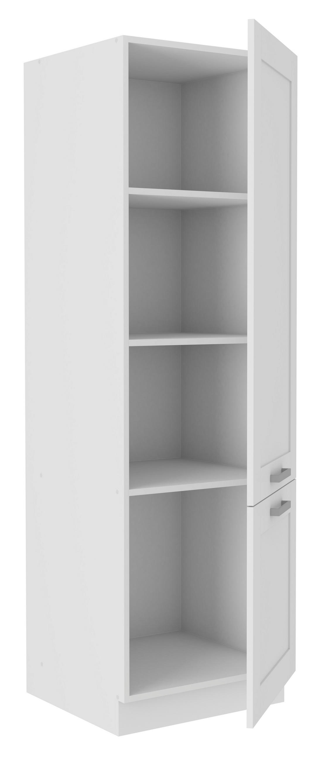 GESCHIRRSCHRANK 50/200/57 cm  in Weiß  - Silberfarben/Weiß, ROMANTIK / LANDHAUS, Holzwerkstoff/Metall (50/200/57cm) - MID.YOU
