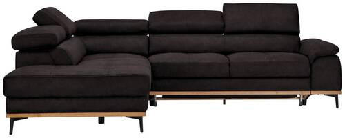 ECKSOFA in Lederlook Anthrazit  - Anthrazit/Schwarz, Natur, Holz/Textil (226/282cm) - Novel