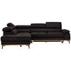 ECKSOFA in Lederlook Anthrazit  - Anthrazit/Schwarz, Natur, Holz/Textil (226/282cm) - Novel