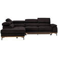 ECKSOFA in Lederlook Anthrazit  - Anthrazit/Schwarz, Natur, Holz/Textil (226/282cm) - Novel