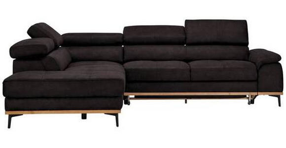 ECKSOFA in Lederlook Anthrazit  - Anthrazit/Schwarz, Natur, Holz/Textil (226/282cm) - Novel