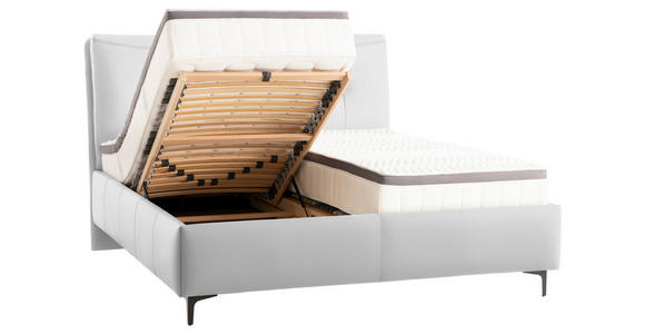 POLSTERBETT Matratze, Lattenrost, Topper Weiß 180/200 cm  - Schwarz/Weiß, KONVENTIONELL, Leder/Holz (180/200cm) - Novel