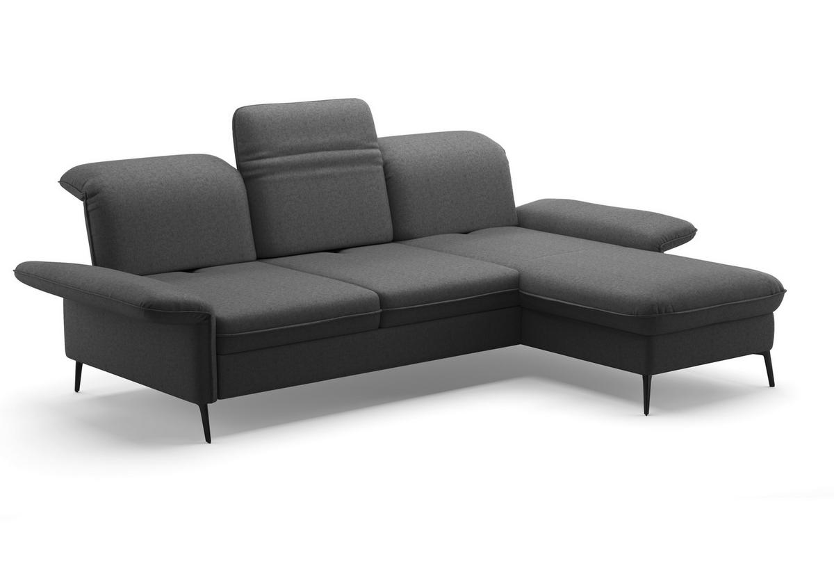 ECKSOFA in Flachgewebe Dunkelgrau  - Dunkelgrau/Schwarz, Konventionell, Textil/Metall (264/198cm) - Sit & More