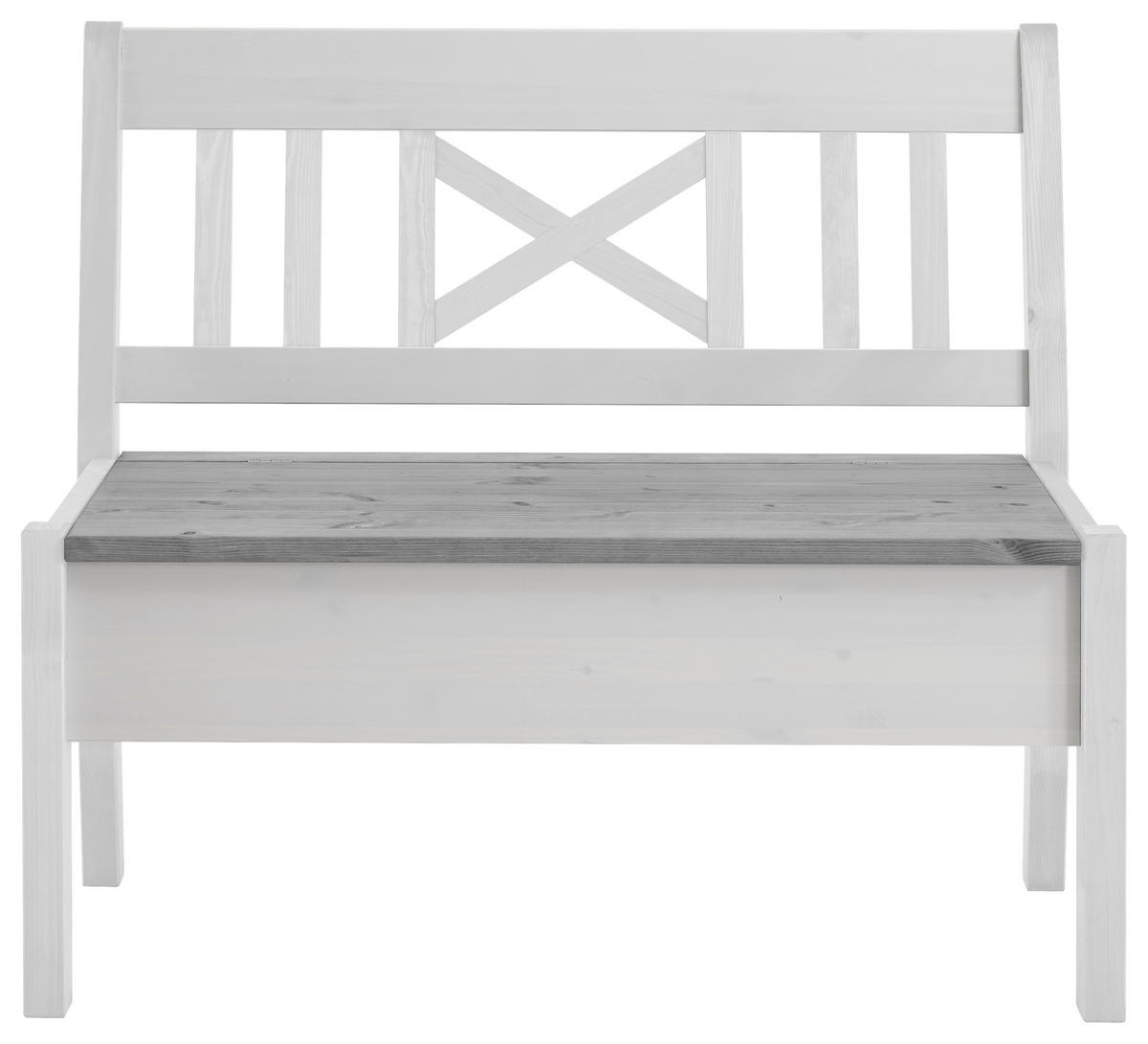 SITZBANK 105/93/58 cm Grau, Weiß Kiefer massiv  - Weiß/Grau, ROMANTIK / LANDHAUS, Holz (105/93/58cm) - Boxxx