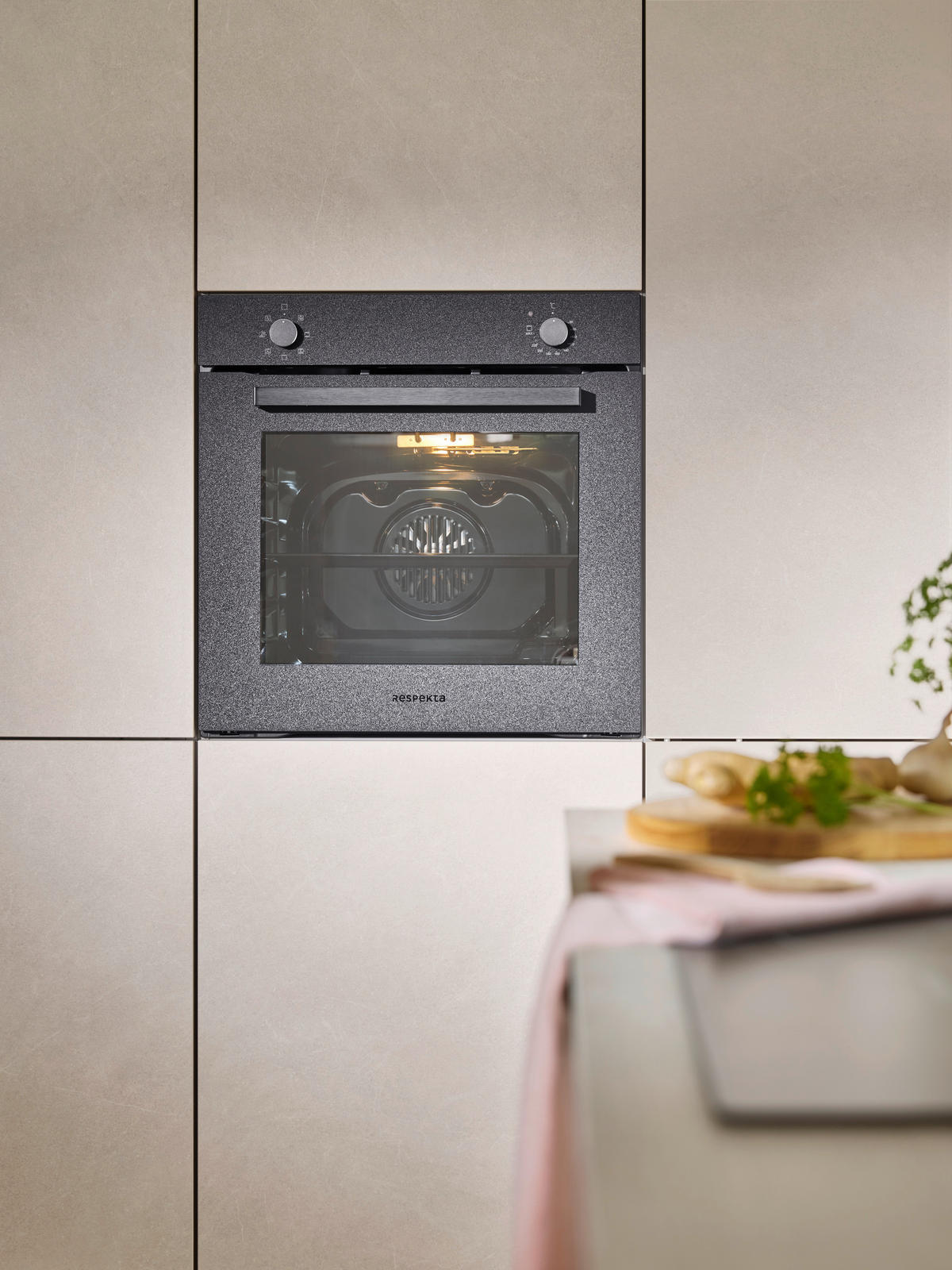 EINBAUBACKOFEN AB121MS-26  - Schwarz, Basics, Glas/Metall (59,4/59,5/52,1cm) - Respekta