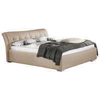 KÁRPITOZOTT ÁGY  bézs  - bézs/króm, Basics, műanyag/textil (210/98/229cm) - Andante
