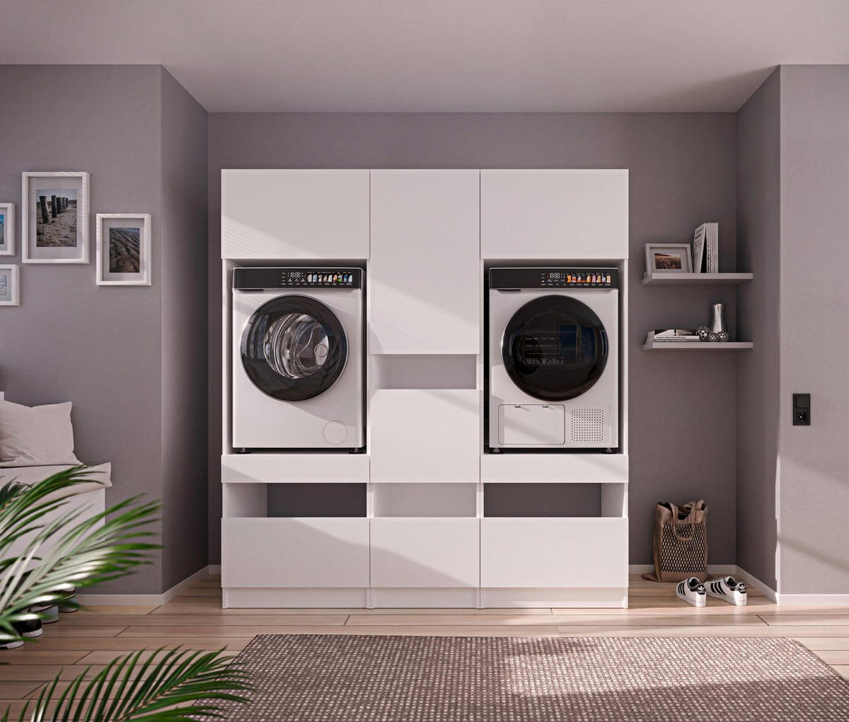 MEHRZWECKSCHRANK 50/200/68 cm  in Weiß  - Schwarz/Weiß, Design, Holzwerkstoff/Metall (50/200/68cm) - Milino