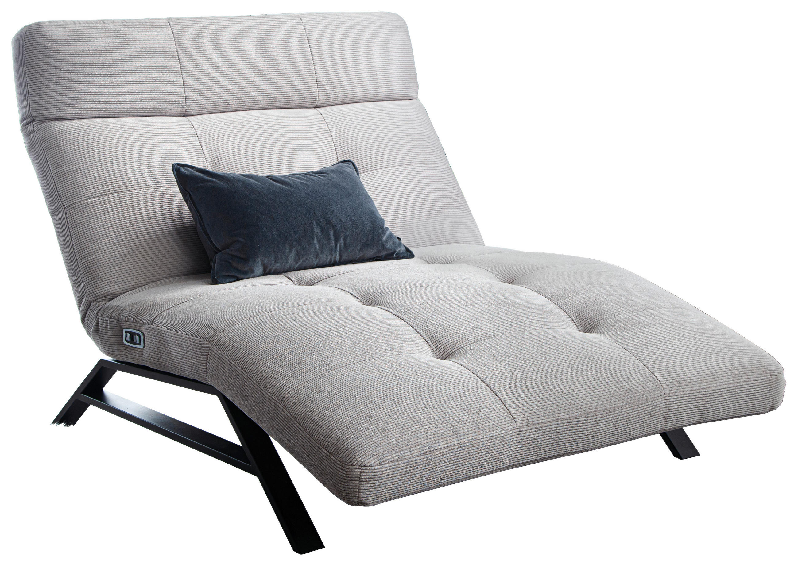 RELAXLIEGE in Cord Hellgrau  - Hellgrau/Schwarz, Design, Textil/Metall (120/54-113/158-198cm) - Pure Home Lifestyle