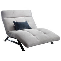 RELAXLIEGE in Cord Hellgrau  - Hellgrau/Schwarz, Design, Textil/Metall (120/54-113/158-198cm) - Pure Home Lifestyle