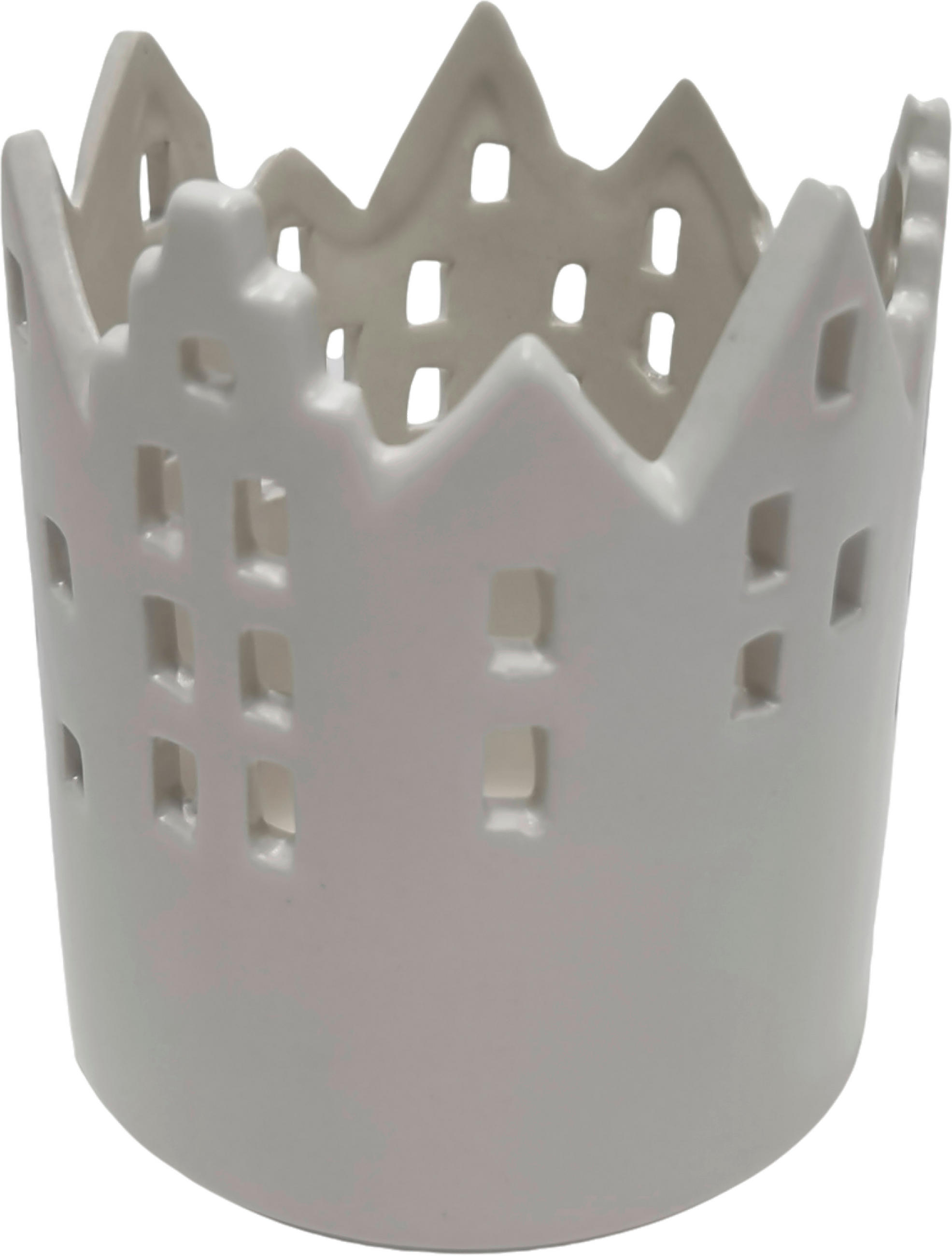 TEELICHTHALTER  - Weiß, LIFESTYLE, Keramik (12,3/15cm) - X-Mas