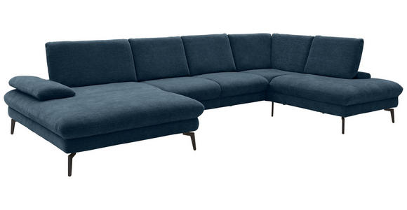 WOHNLANDSCHAFT in Webstoff Blau - Blau/Schwarz, Design, Textil/Metall (157/354/208cm) - Dieter Knoll