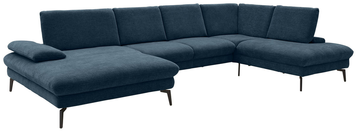 WOHNLANDSCHAFT in Webstoff Blau  - Blau/Schwarz, Design, Textil/Metall (157/354/208cm) - Dieter Knoll