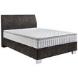 BOXSPRINGBETT 140/200 cm in Graubraun - Chromfarben/Graubraun, KONVENTIONELL, Kunststoff/Textil (140/200cm) - Hom`in