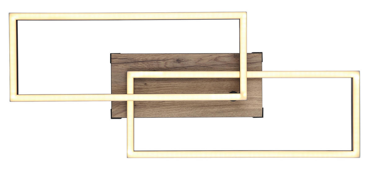 LED-DECKENLEUCHTE 34 W    60/49/10 cm  - Dunkelbraun/Opal, Design, Holzwerkstoff/Kunststoff (60/49/10cm) - Globo